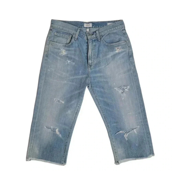 Agolde Dakota Relaxed Skater Short Jeans Denim Distressed Size 28 - Picture 2 of 9